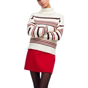 Madewell Ribbed Cotton Turtleneck Sweater in Stripe Size Small